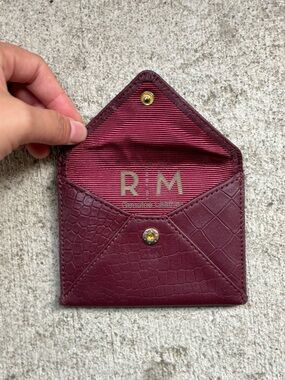 Rachel Miriam Burgundy Crocodile Embossed Leather Envelope Card Case Wallet